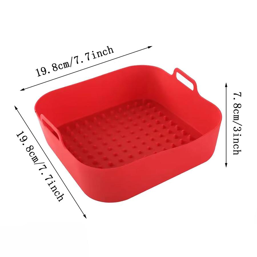 1PC Air Fryer Double Ear Silicone Baking Tray Square Thickened Heat Resistant Silicone Insulation Mat Air Fryer Stereo Tray