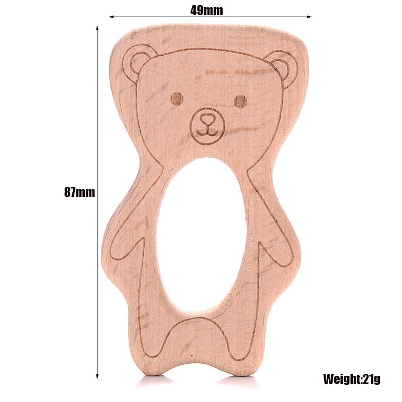 1Pcs Baby Teether Wooden Food Grade Cartoon Animals Natural Beech Wood Teething for Baby Rodent Teether Necklace Nursing Toy