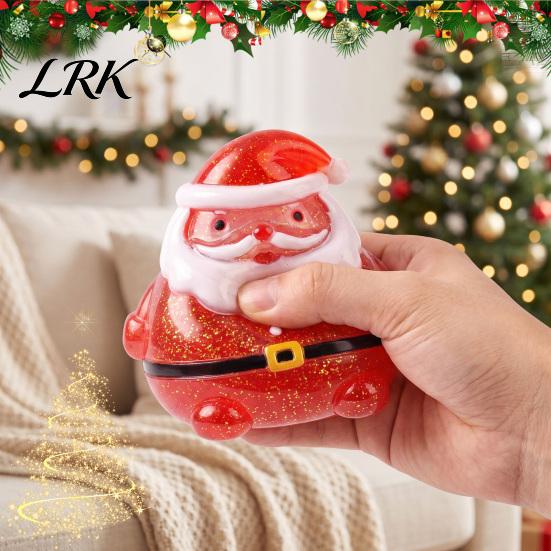Creative Santa Claus Figures Squeeze Toy, Slow Rising Maltose Stress Relief Fidget with Holiday Party Favors Glitter, Soft TPR Christmas Pinch Fun Toy