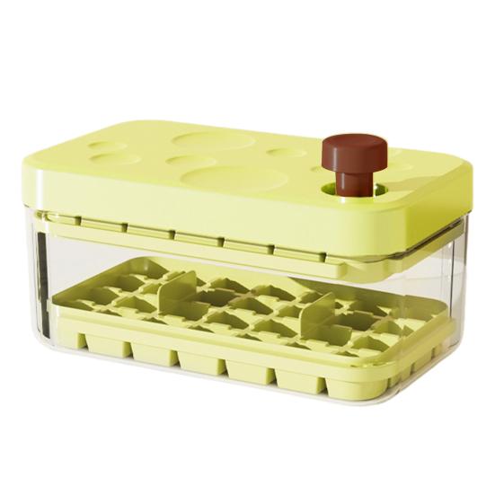 

Форма для льда с крышкой и контейнером, большой вместимости, форма для льда для морозилки, штабелируемая, не содержит БФА Dual Layer зелёный