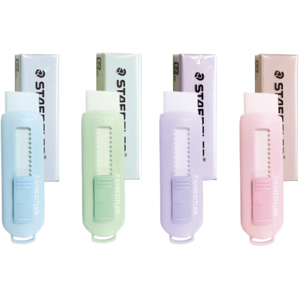 Staedtler PVC Free Holder Pastel Color 4 Color Set+ Refill Eraser 4 Pack 525 PS1P-1/525 RPS
