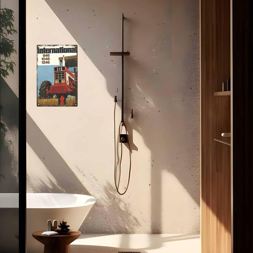 Country Lane with an Antique Farm Truck Rolling By Vintage Metal Wall Sign Decor Poster Frames Garage Living Room