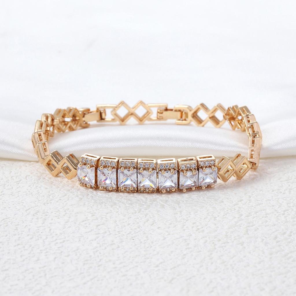 Light Luxury Single-row Bracelet for Women Brass Zircon Bracelet Korean Version Super Flash Fairy All-match Hand Jewelry