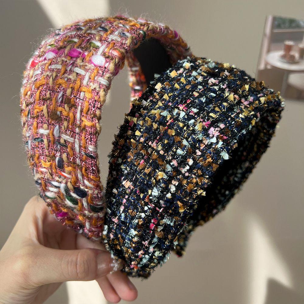 Knitted Texture Tweed Knitted Hairband Handmade Craftsmanship Anti-Slip Headband For Women