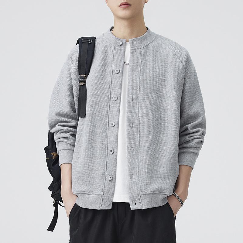 

Anyang 2026 Autumn Men s Heavyweight Button Cardigan: Trendy, Loose, Casual Jacket M хизер серый