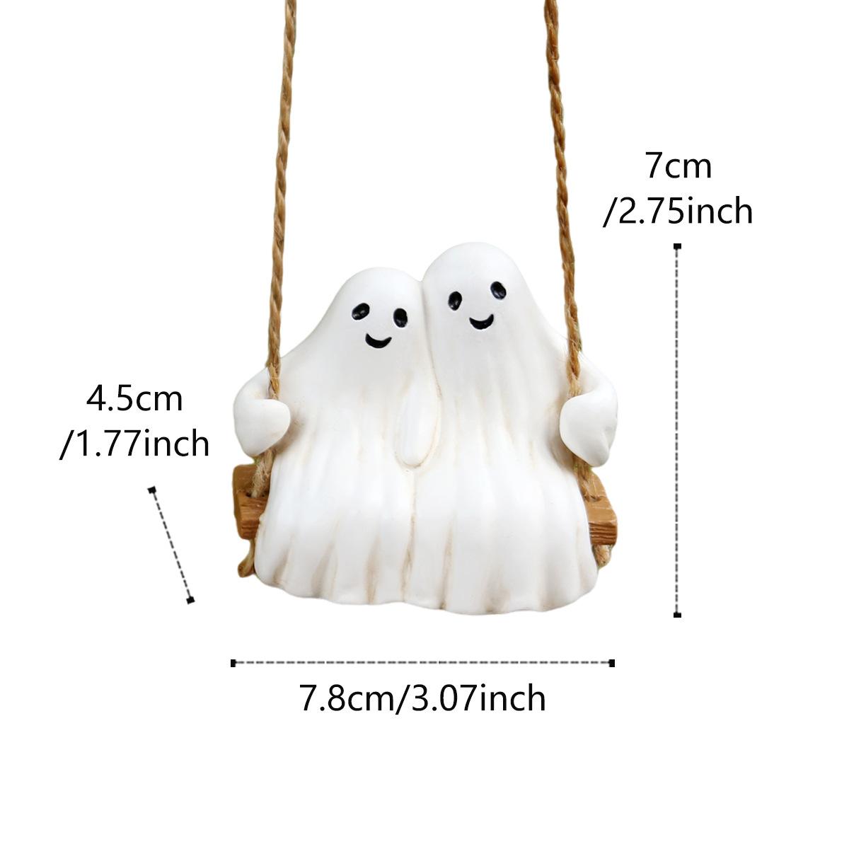 

Ghost Lovers Figurine Couple Sculptures Swing 7cm Mini Figure Outdoor Garden Home Interior Decoration Objects Porch Halloween світло-сірого кольору