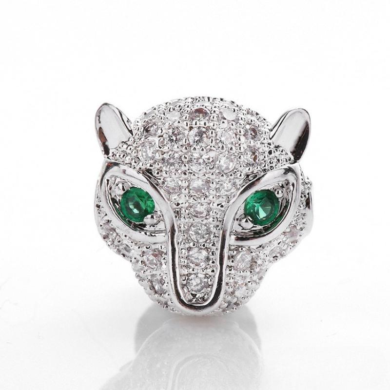 10 Pcs/lot Leopard Head Micro Inlaid Zircon Accessories Bracelet Hand String DIY Beads for Jewelry Making Supplies Wholesale
