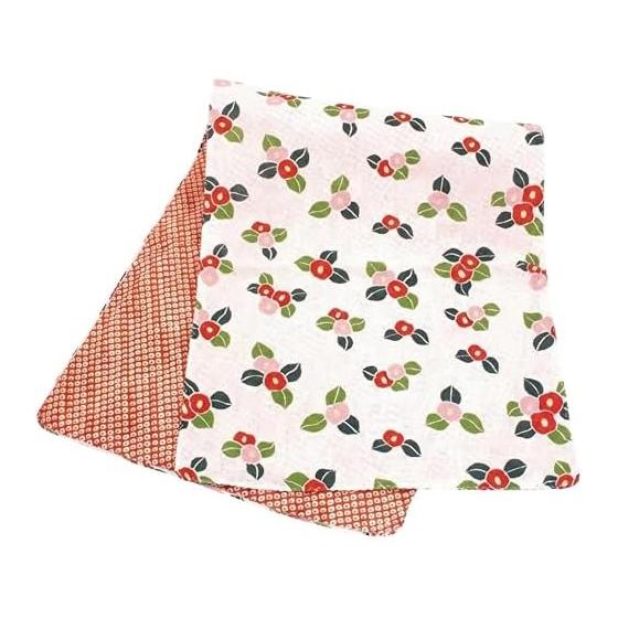Styleneo Camellia Pattern Tenugui Towel, 88x34cm, 100% Cotton, Triple Gauze, Kyoto, Quick-Drying, Thin, Compact
