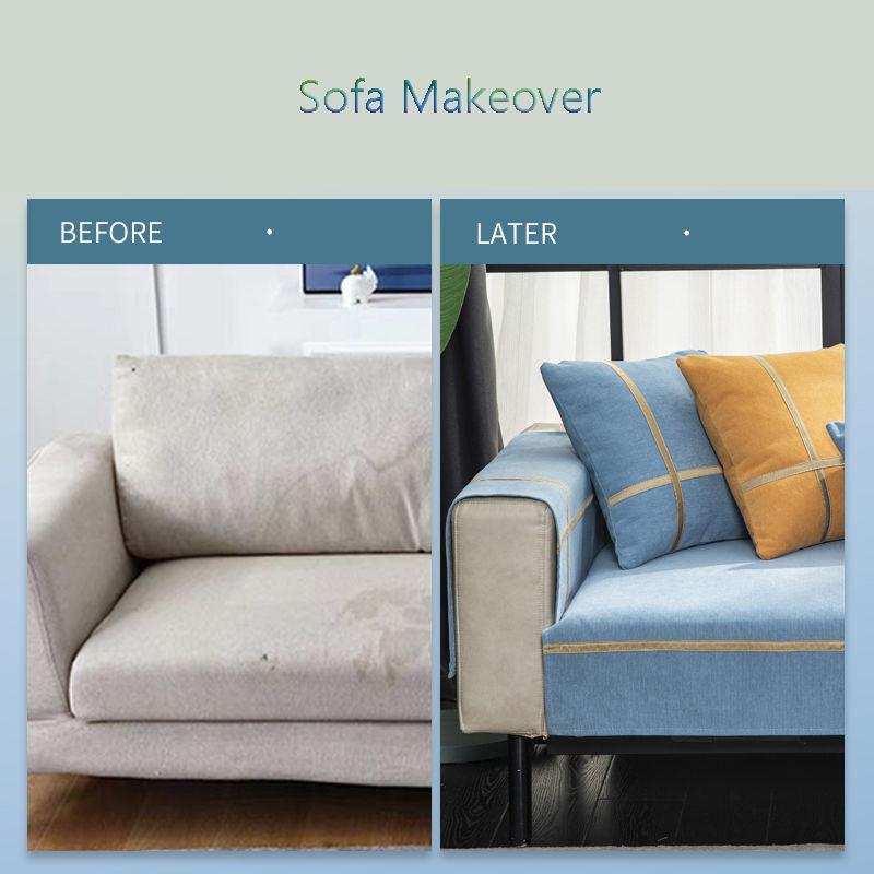 Linen Sofa Cover Thickened Solid Color Living Room Decoration Sofa Cushion Non-Slip Dust-Proof Furniture Protective Cover