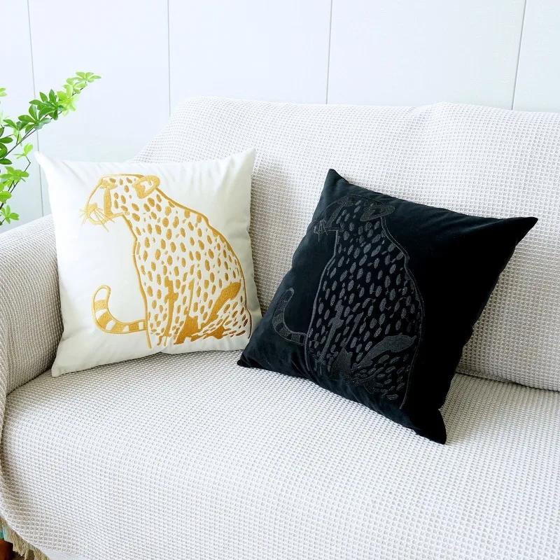 Amerikansk Luksusstil Leopard Gull Dusk Putevar Dekorativt Hjem Putetrekk Bohemsk for Seng Stue Sofa Putevar