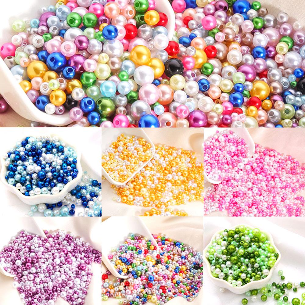 150pcs Acrylic Beads ABS Imitation Pearl Loose Round DIY Beads for Jewelry Making Bracelet Chain Trims DIY Crafting Scrapbooking
