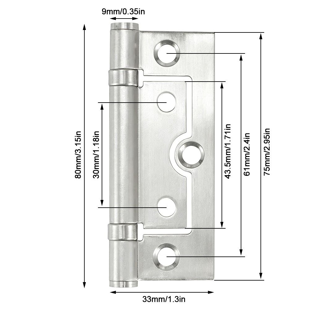 6pcs Stainless Steel Door Hinges Smooth Cabinet Hinges Mute Butterfly Hinges Wardrobe