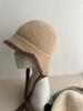 Autumn and winter ear protection knitted hat women's small fresh straps wool hat thermal pullover hat fashionable plush head hat