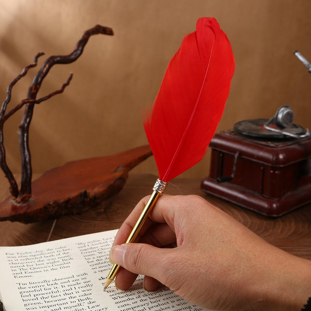 Feather Ballpoint Pen Creative Retro Goose Feather Shape Ballpoint Pen Cute Puzzle Student Stationery