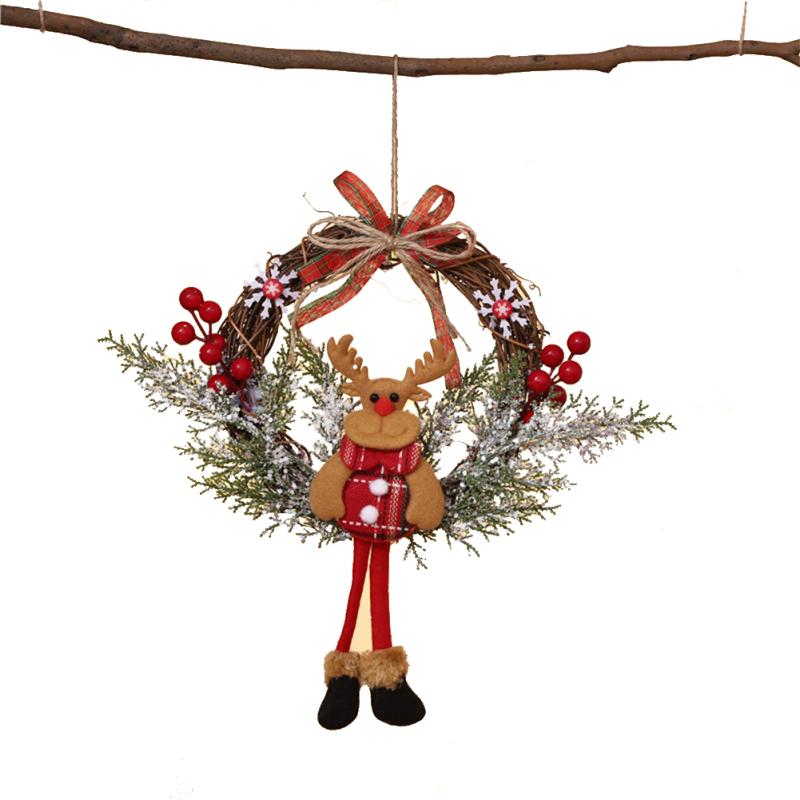 Rattanowa girlanda świąteczna Święty Mikołaj Lalka na drzwiach Wisząca girlanda Ozdoba świąteczna