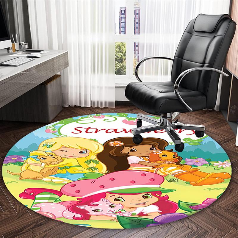 1pc Strawberry Princess4 Print Round Carpet Chair Round Carpet Suitable for Bedroom Living Room Home Decorative Carpet