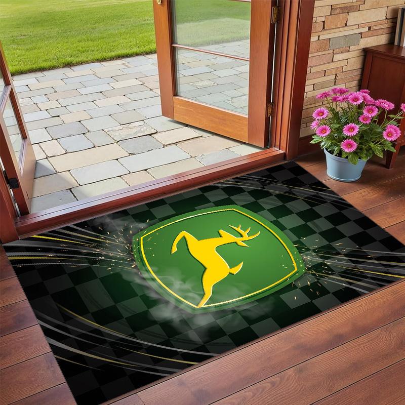 John Deere Druck Kristall Samt Plüsch Teppich Verschleiß?Widerstandsfähig Anti?Rutschfeste Bodenmatte für die Innendekoration im Haushalt