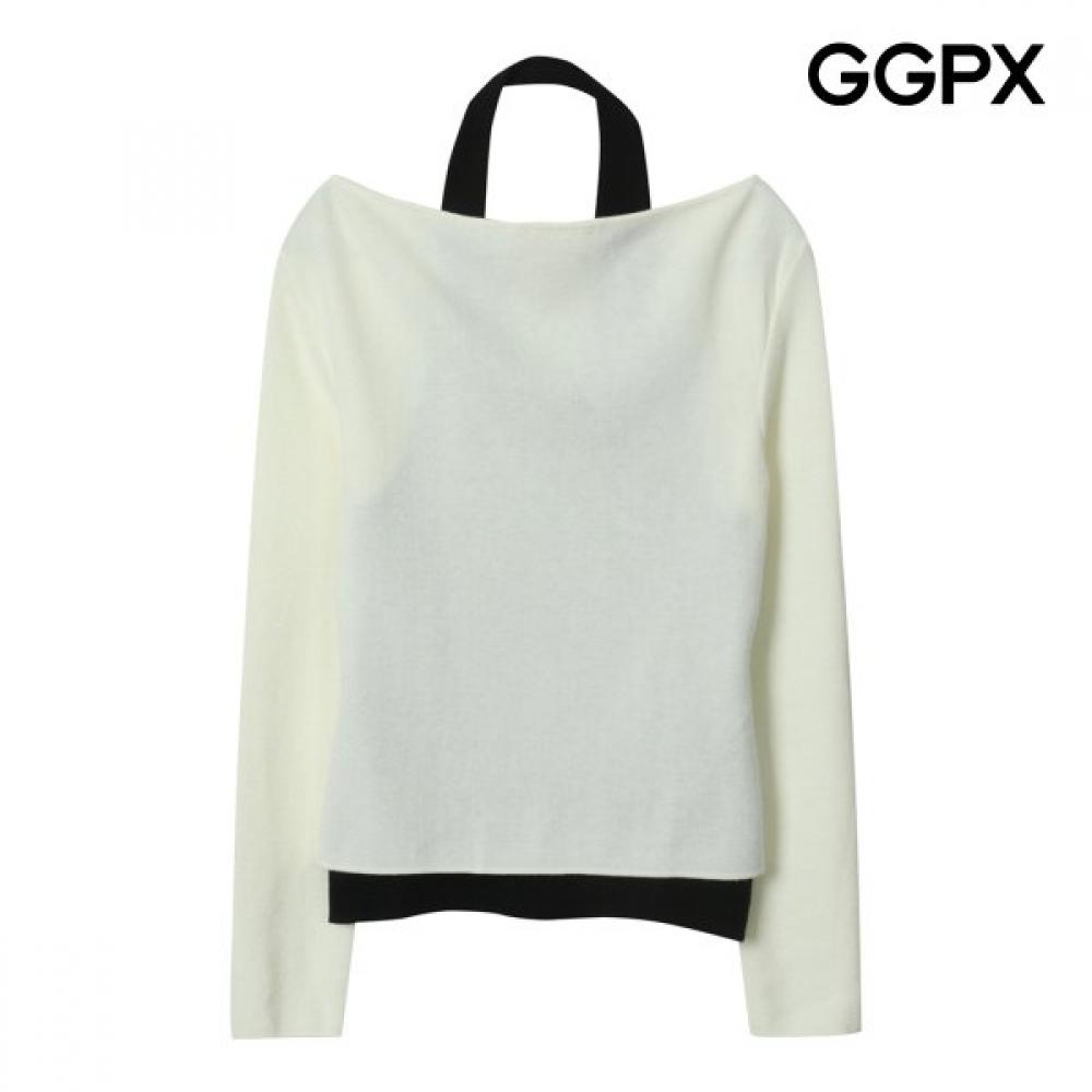 Color Block Halter Layered Knit Gq2kp005b sky blue/F