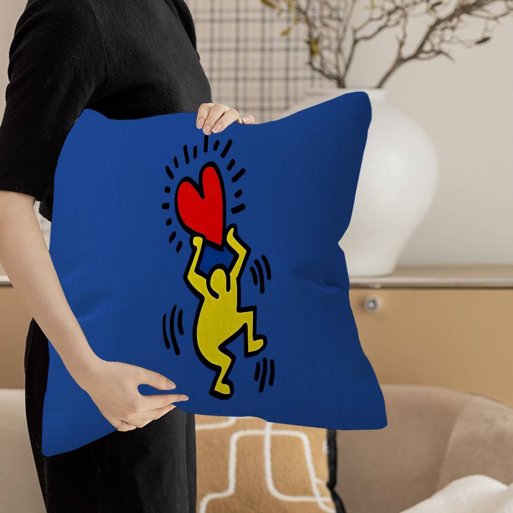 K-Keiths H-Haring Personalized picture text home decorative pillows Household Gifts 45x45cm