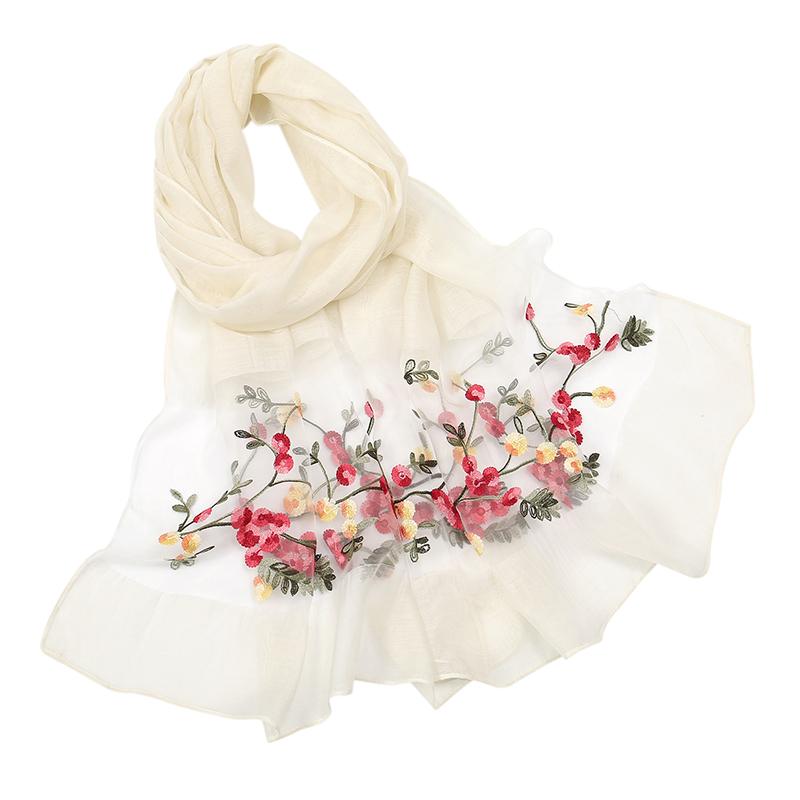 Luxury Shiny Lace Scarf Silk Women Hijab Soft Wool Shawls and Wraps Large Flower Thin Scarves Foulard Female Bufanda  New