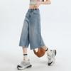 Yousheng Cropped Jeans for Women Wide Leg High Waisted Denim Pants Summer Casual Short Baggy Jeans with Pockets