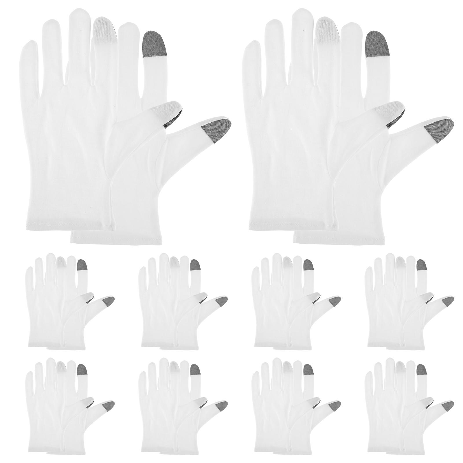 

10Pairs Cotton Gloves Touching Design Jewelry Gloves for Dry Hands Moisturizing Gloves for Clean Housework Driving Photography