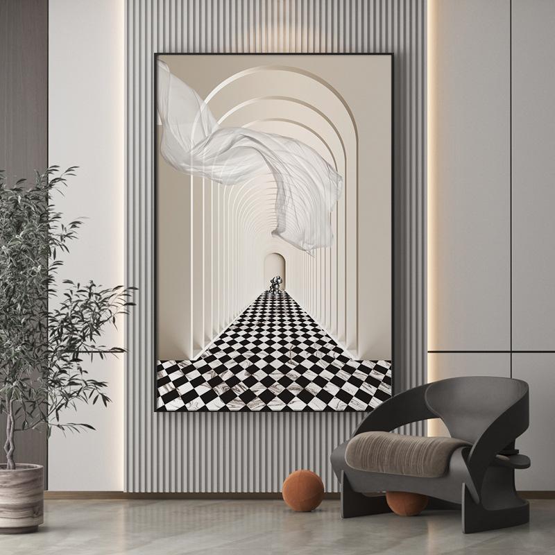 Landscape Building Canvas Painting Wall Art Geometric Architecture Space Aisle Posters and Prints for Living Room Corridor Decor