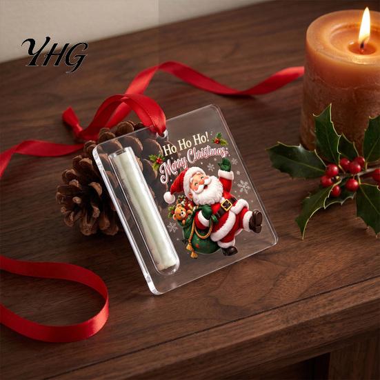 Acrylic Cash Display Holder Christmas Gift Ornament, 2D Money Card Decoration, Xmas Hanging Decoration Tree Ornament for Tree, Fireplace Creative