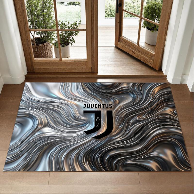 Juventus FC Design Crystal Velvet Rug Soft Decorative Mat for Bedroom Entrance