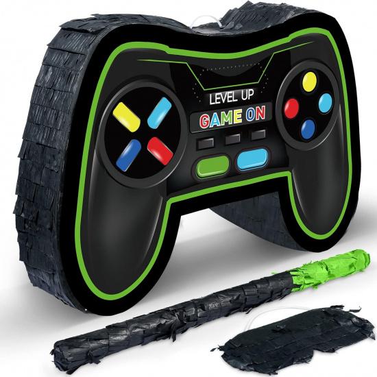 Paquete de Piñata de Controlador de Videojuego Zonon Set de Piñata de Controlador de Fiesta Gaming con Antifaz y Bate Suministros para Fiesta de Cumpleaños Gamer Juego para Gaming
