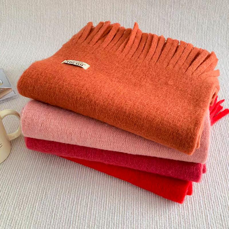Cloth Label Knitted Scarf Women'S Season Thickened Warm Student Couple Woolen Circumference