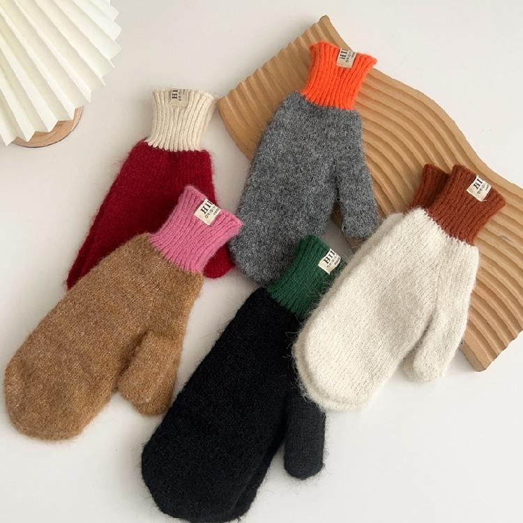 Lovely Knitted Mitten Soft Plush Gloves Students Wrist Cuffs Detail for Children and Women Winter Photo Props