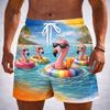Men's Animal Duck Funny Gestures Swimming Trunks Board Shorts Shorts Mid Waist Streetwear Hawaiian Casual