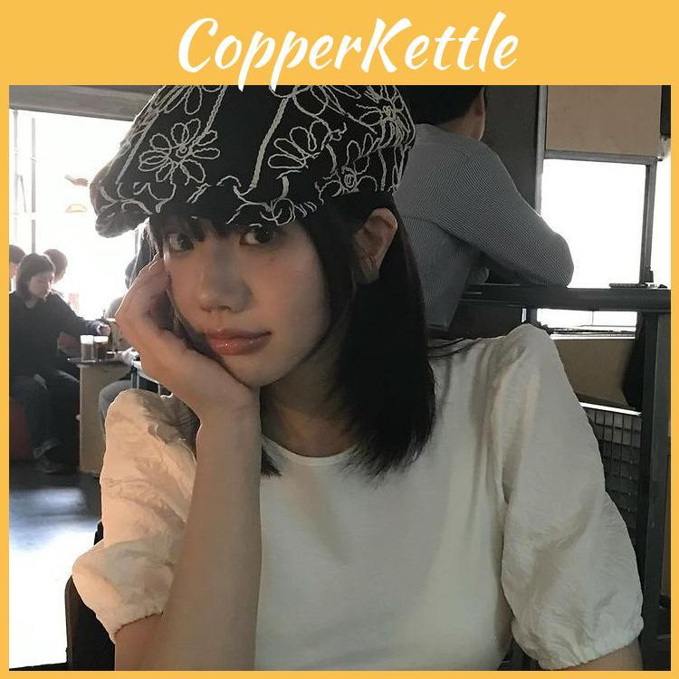 Trendy Korean Style Retro Floral Embroidered Beret Hat For All Seasons