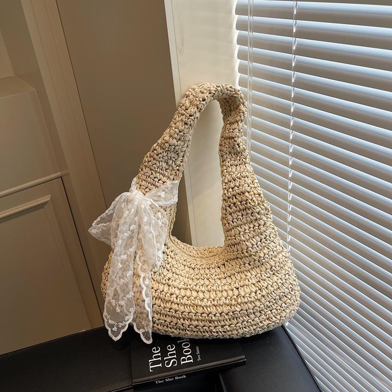 Summer woven bag women's new holiday beach straw bag large capacity shoulder underarm dumpling bag