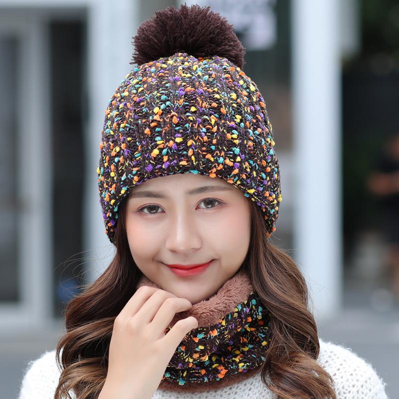 Cappello autunnale e invernale da donna in pile ispessito caldo cappello di lana sciarpa set da due pezzi versatile dolce antivento per il ciclismo