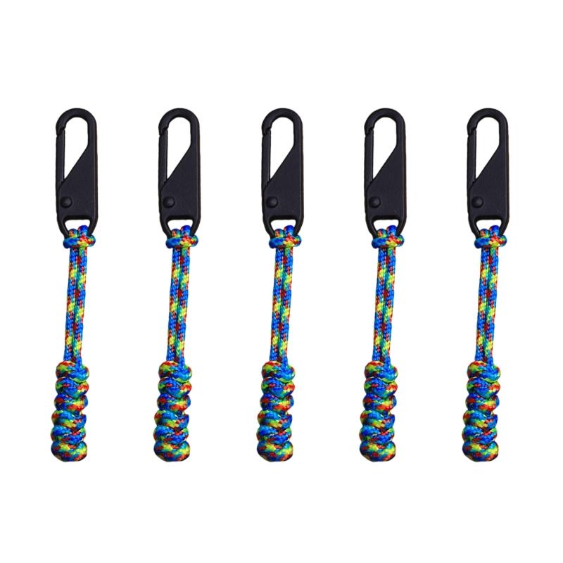 5lots Colorful Detachable Zippers Sliders Cord Outdoor Bag Zippers Pull Head for Outdoor Backpacks Use