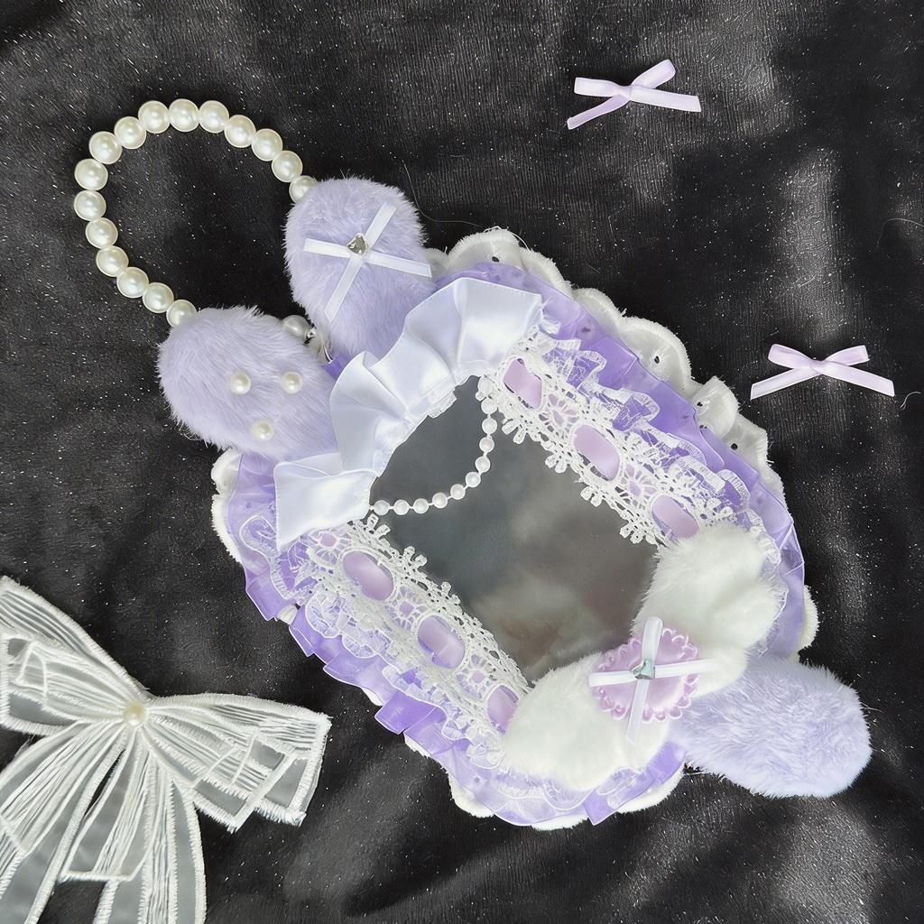 Cute Rabbit Ear Card Holder With Lace Bow Decoration Kawaii Id Credit Card Case For Girls Fashionable Cosplay Accessory