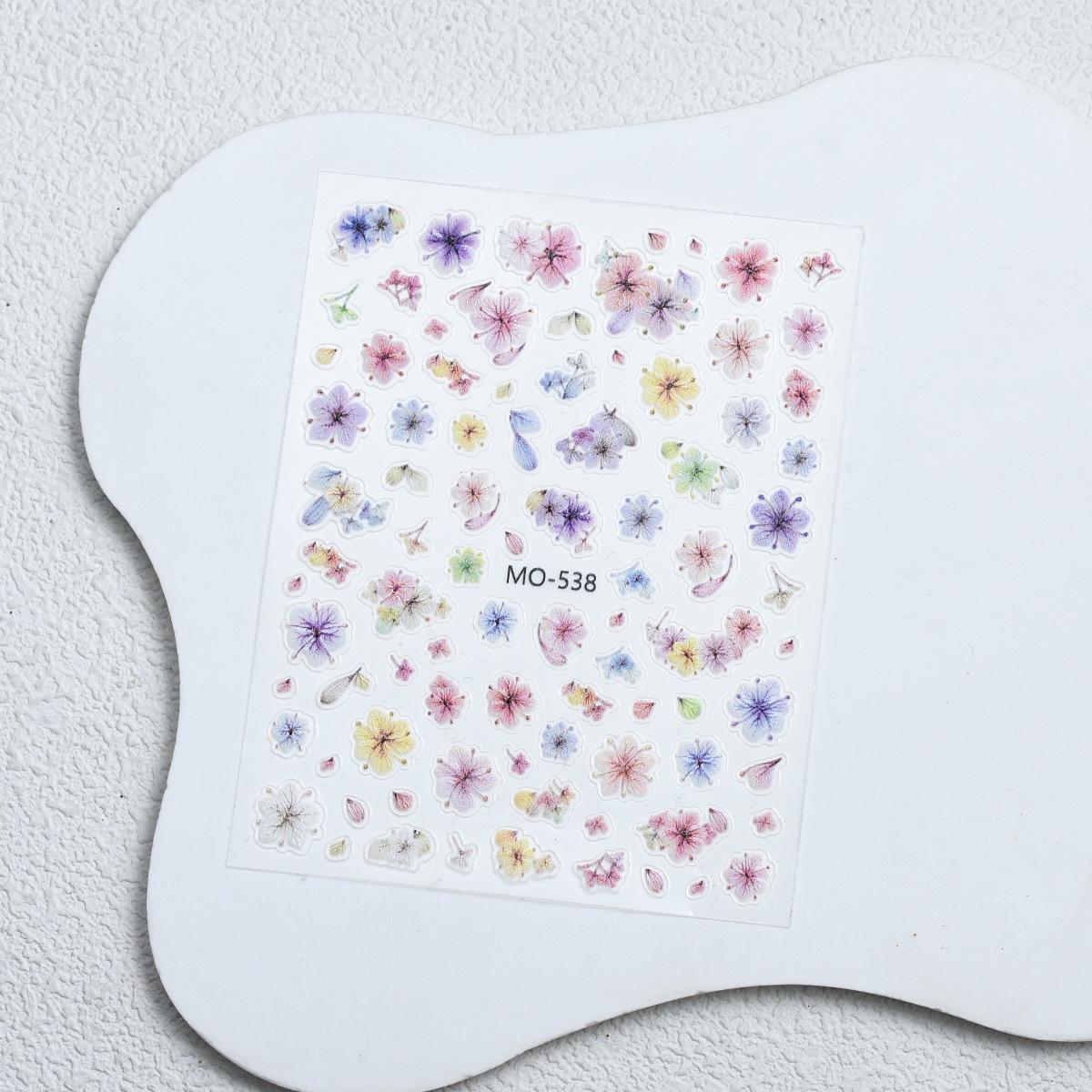 

3D Цветные наклейки для ногтей с сушеными цветами с пятью лепестками и маленькие цветочные наклейки