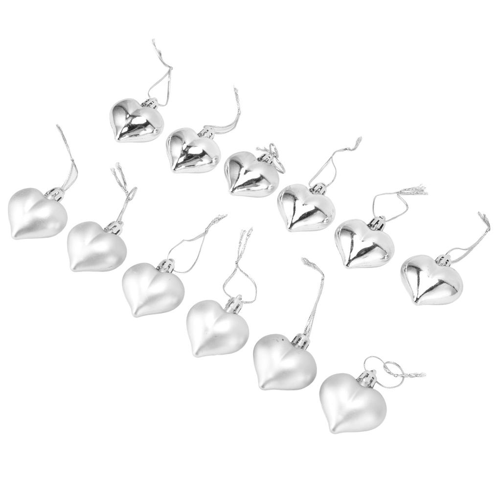12pcs Christmas Ornament Heart Shape PVC Christmas Tree Hanging Decorations for Valentine"s Day