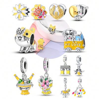 Charm Copper Colors Daisy Sunflower Kitten Bead For Original Bracelet Diy Beads Charms Jewellery Making Gift For Women Styfne