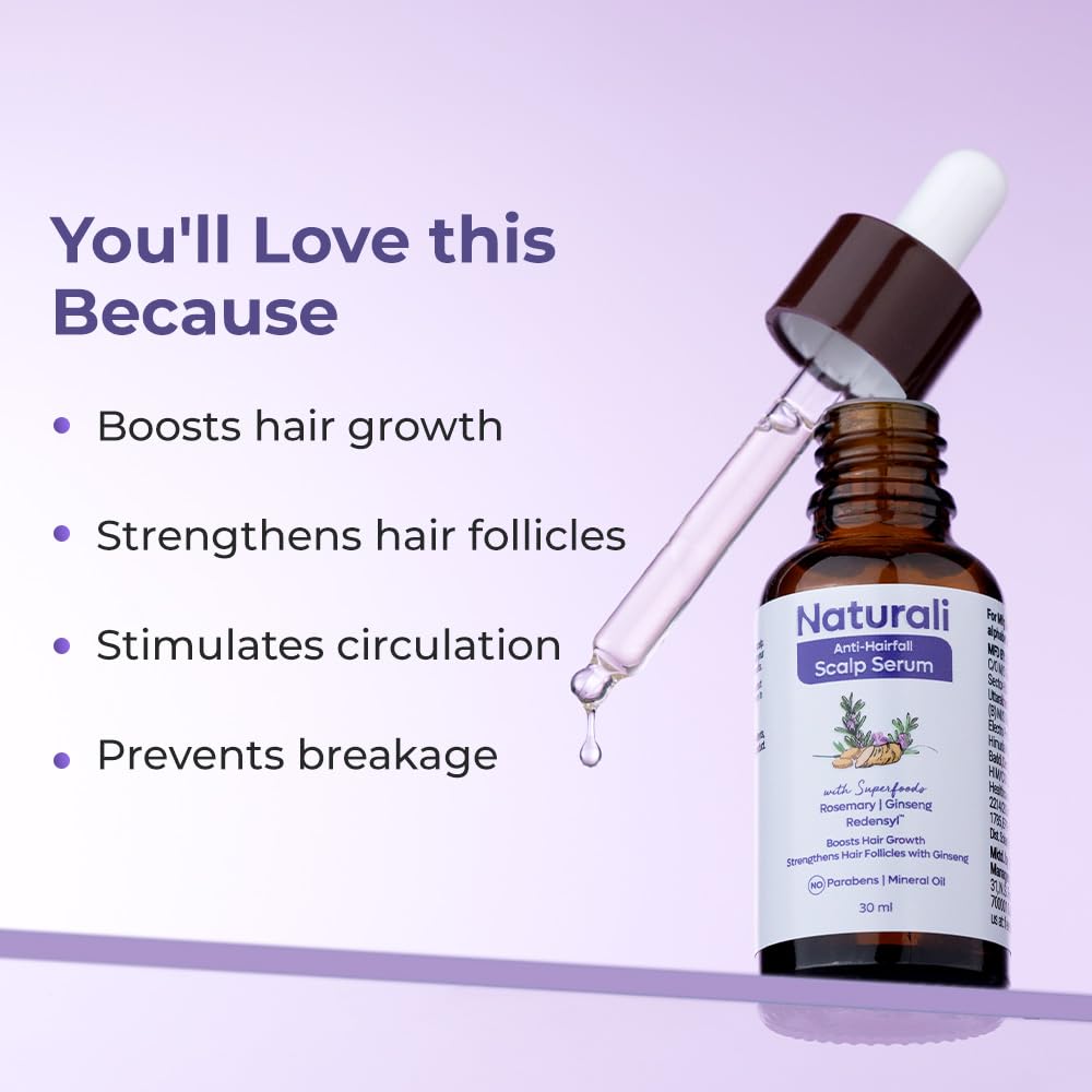 Naturali Anti Hairfall Scalp Serum 30 ml Lightweight Non Sticky Formula For Stronger Roots Fuller Looking Hair Daily Care