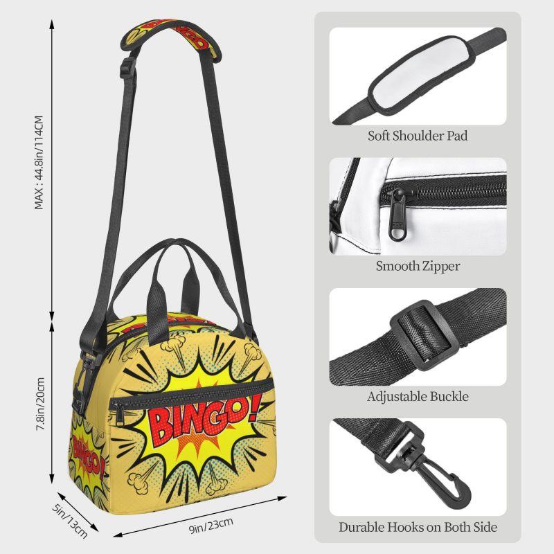 Custom Best Play Bingo Game for Bingo Players Insulated Lunch Bag Reusable Thermal Leakproof Bento Bags with Shoulder Strap