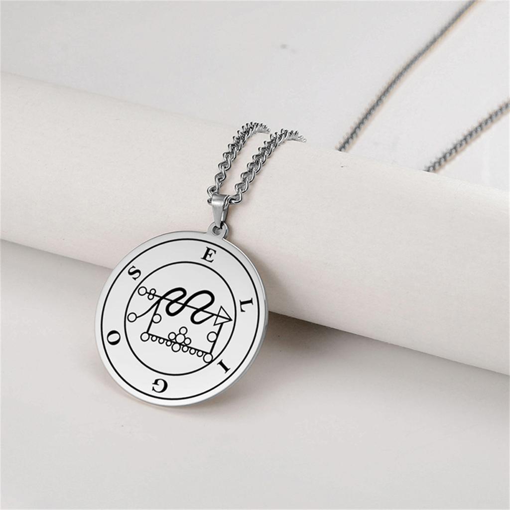 EUEAVAN Vintage Solomon Seal Pendant Necklaces Stainless Steel Silver Color King Asmoday Demon Sigil Amulet Jewelry Gifts
