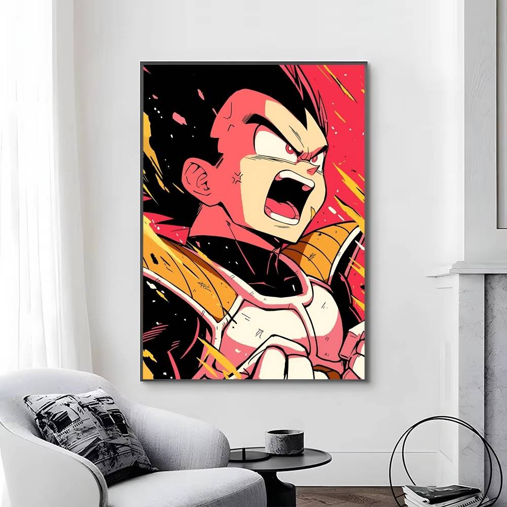 1pc Anime DRAGON BALL Vegeta Posters Self-adhesive Paper Print Home Living Room Bedroom Entrance Bar Cafe Art