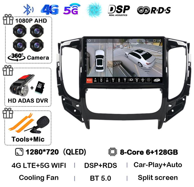 Android 14 WIFI+4G Carplay Auto For Mitsubishi Pajero Sport 3 L200 2015 2016 2017 2018 2019 Car Radio Multimedia Player GPS QLED