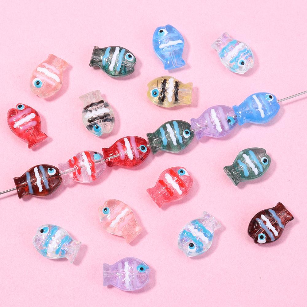 5pcs/lot Colorful Hand-painted Lampwork Beads Cute Cartoon Ocean Fish Loose Glass Bead For DIY Fashion Bracelet Earrings Jewelry