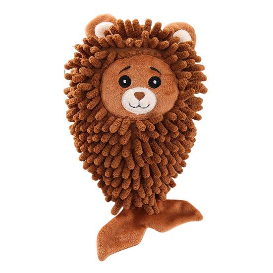 Plush Squeaky Dog Toy Mop Fish Shape Stuffed Crinkle Chew Toy for Aggressive Chewers Interactive Puppy Teeth Cleaning Toy for Small Dogs