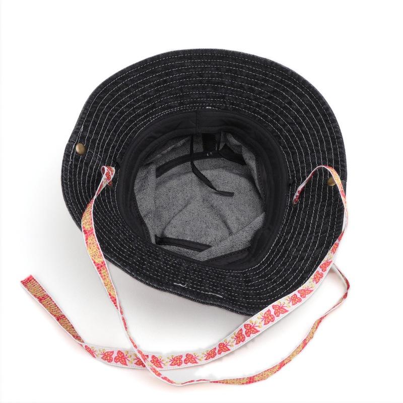 Outdoor bow knot fisherman hat women's fashionable washed denim hat hiking caps