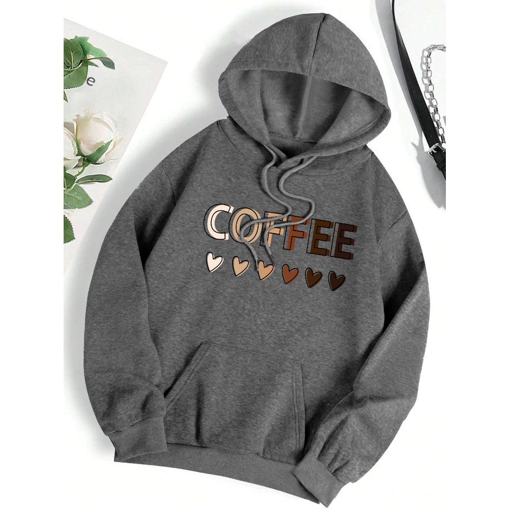 Love Coffee Funny Letter Graphic Printing Hoody Woman Fashion  Sweatshirt Casual S-6XL Hooded Autumn Oversized Clothing
